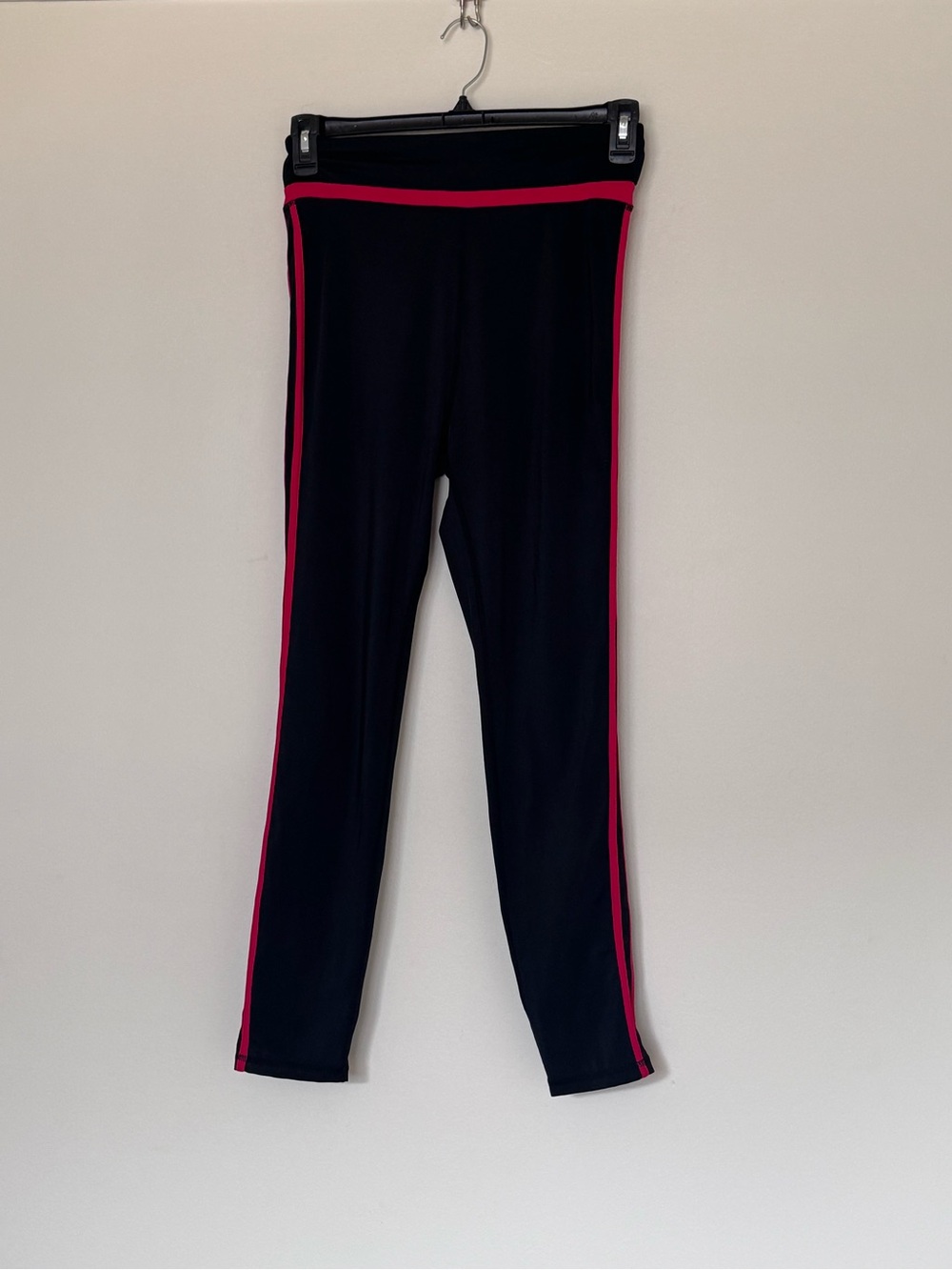 Balera Black Leggings with 2 Red Side Stripes